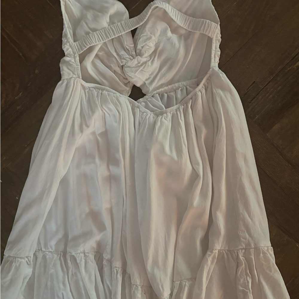 White Tiered Cutout Sundress AND black front cut out sundress